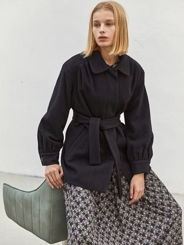 Collared Wool Jacket (Black) - LETQSTUDIO - Modalova