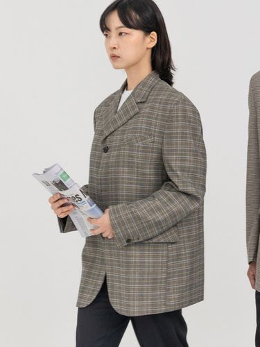 Oversized Single Glen Check Blazer - AFTERGLOW - Modalova