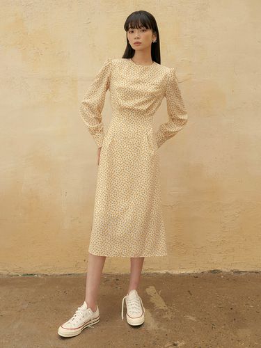 FSTS Flower Pattern Tucked Long Dress_Yellow - REORG - Modalova