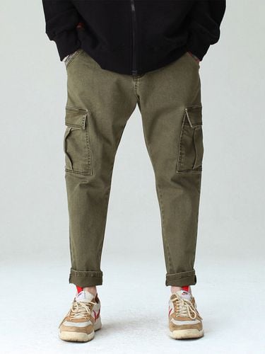 Washed Wide Cargo Trousers Khaki - HALBKREIS LAYOUT - Modalova