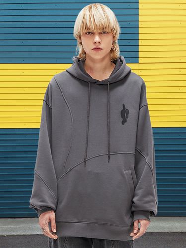 Unbalanced Line Logo Hoodie Gray - add - Modalova