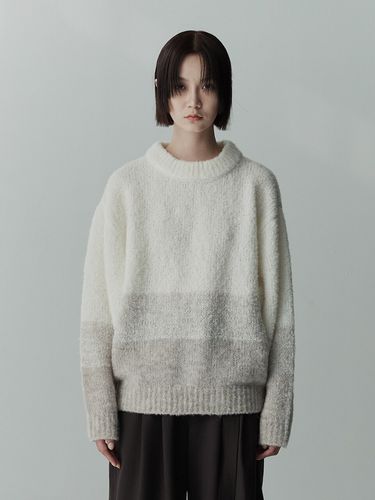 Wool Blend Gradation Knit Sweater Top - RE RHEE - Modalova