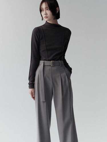 Belted Wide Leg Trousers_Cocoa - RE RHEE - Modalova