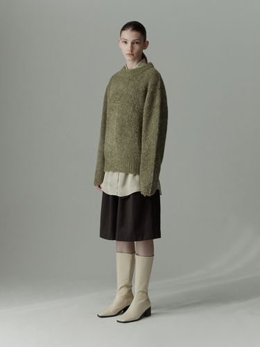 Wool Blend Knit Sweater Top_Khaki - RE RHEE - Modalova