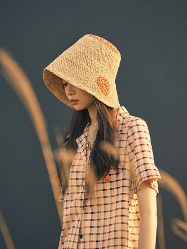 Knitted Bonnet Bucket Hat - Orange - MISU A BARBE - Modalova