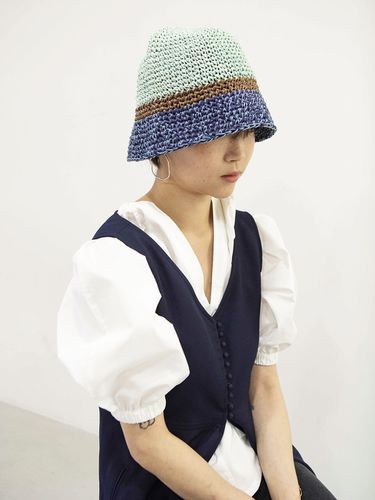 Blocked Bucket Hat - Blue - MISU A BARBE - Modalova