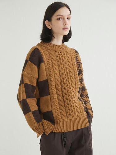 Multi Pattern Block Sweater Camel - MSKN2ND - Modalova