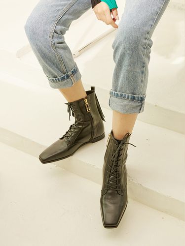 Square Toe Lace-up Ankle Boots - (MD1090b) - Meiel Dew - Modalova