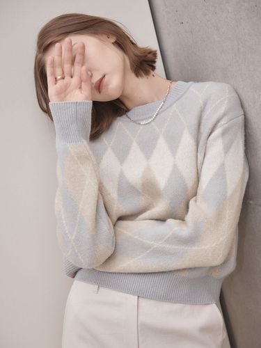 Argyle Knit Pullover - LOEUVRE - Modalova