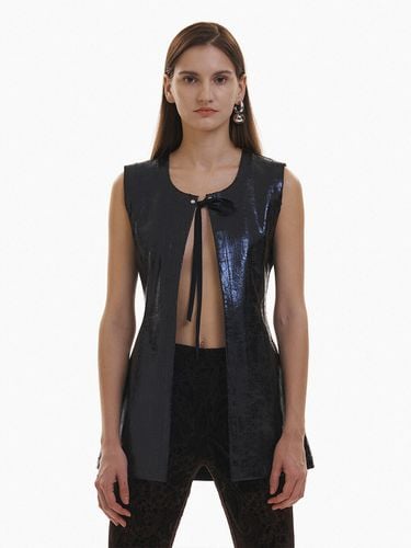 Half Leather Vest_Black - YUNSE - Modalova