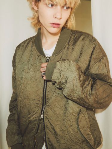 Wrinkled MA-1 Bomber Jacket Khaki - MISTERCHILD - Modalova