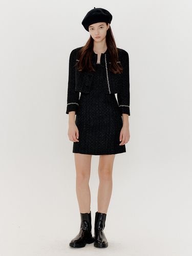 Tweed Short Jacket (Black) - ouel - Modalova