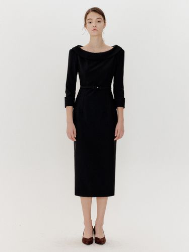 Boat Neck Belted H Line Dress () - ouel - Modalova