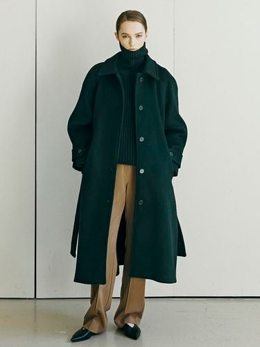 Cashmere Raglan Belted Coat (Black) - Nouve - Modalova