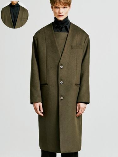 Collarless Front Cover Coat_Khaki - S SY - Modalova