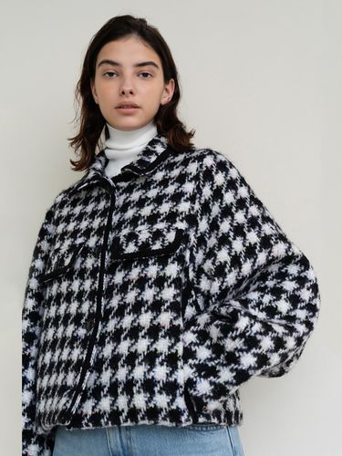 Houndstooth Tweed Cropped Coat (/) - AVA MOLLI - Modalova