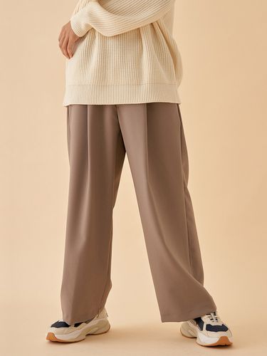 One Tuck Crop Wide Pants_Brown - PaperBoy - Modalova