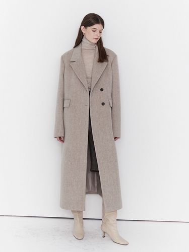 Basic Collar Long Double Coat_Herringbone - MOAT - Modalova