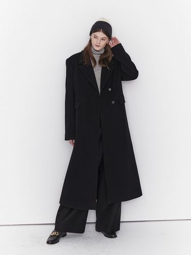 Basic Collar Long Double Coat_ Black - MOAT - Modalova