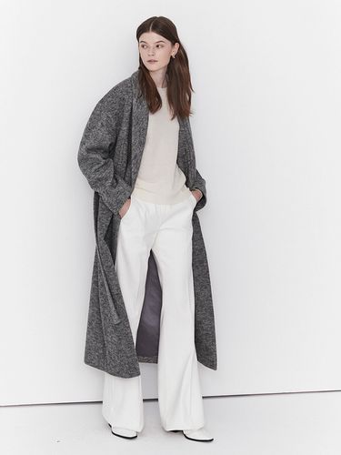 Belted Shawl Collar Wool Coat_Melange Gray - MOAT - Modalova