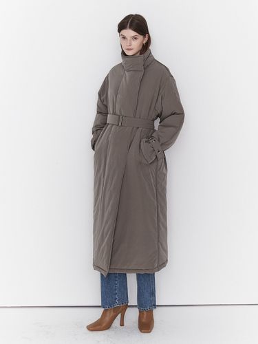 High Neck Long Padding Coat_Ash Khaki - MOAT - Modalova