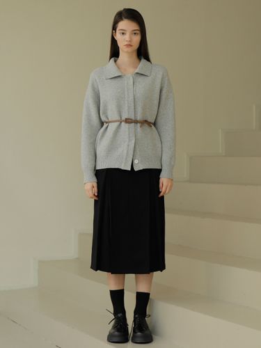 Wool Belted Cardigan_Gray - PAUL&ALICE - Modalova