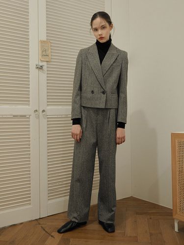 Melange Straight Wool Pants - LINE STUDIO ONE - Modalova