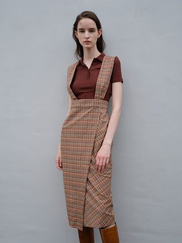 Check Suspender Wrap Skirt - LINE STUDIO ONE - Modalova