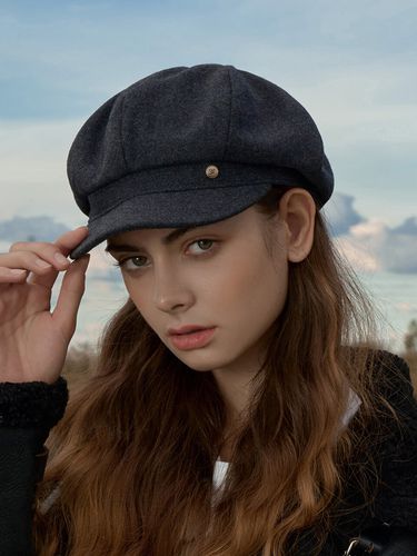 Solid And Basic Newsboy Beret Hat - WHITE SANDS - Modalova