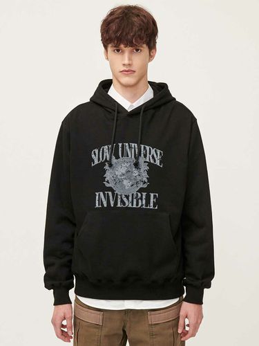 Ivy League Printed Hoodie Black - SLOW UNIVERSE - Modalova