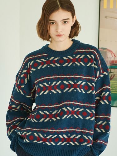 Fair Isle Pattern Sweater Blue - CPGN - Modalova