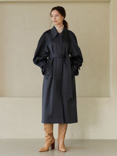 Cocoon Balmacaan Trench Coat (Ash Gray) - MOAT - Modalova