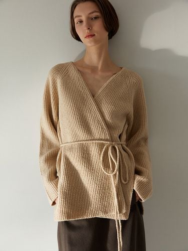 Tow Boucle Cashmere Wrap Knit Cardigan (3 Colors) - MOHAN - Modalova