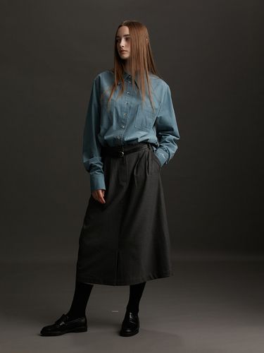 Signature Tucked Long Skirt_Gray - AEER - Modalova