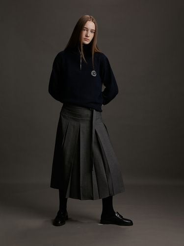 Pleated Tencel Wool Blend Skirt_Gray - AEER - Modalova