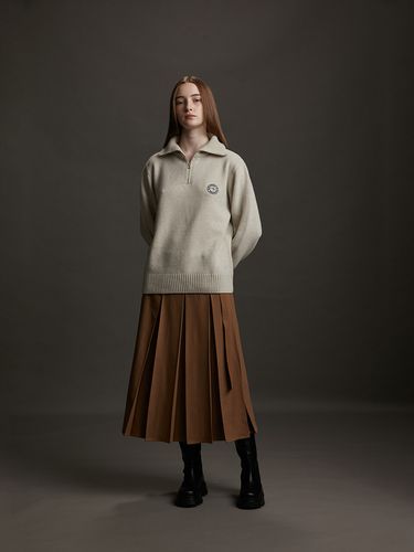 Pleated Tencel Wool Blend Skirt_Camel - AEER - Modalova