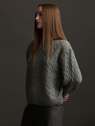 Logo Cable Merino Wool Pullover_Gray - AEER - Modalova