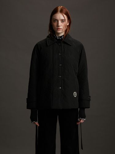 Padded Corduroy Collar Half Coat_Black - AEER - Modalova