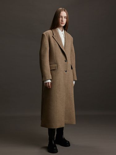 Fancy Herringbone Wool Blend Coat_Melange Beige - AEER - Modalova