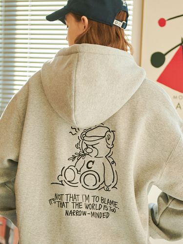 Trembling Bear Embroidered Fleece-Back Zip-Up Hoodie - CPGN - Modalova