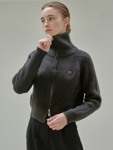 Knit Zip Up Cardigan (Charcoal) - NICK&NICOLE - Modalova