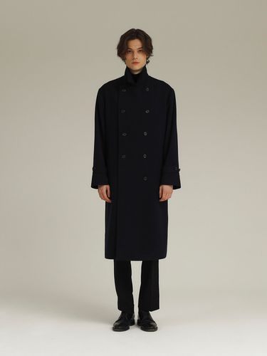 Pecolamb Melton Double Coat _ Navy - FILLCHIC - Modalova