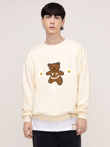 UNISEX] Big Bear Flower Smile Printed Sweatshirt - GRAVER - Modalova