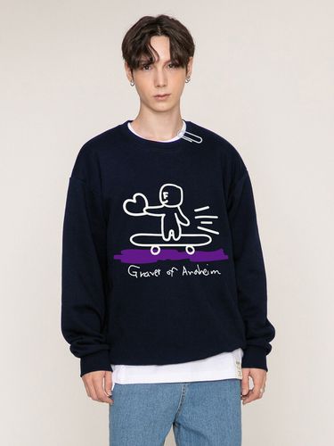 Human Skateboard Graphic White Clip Sweatshirt - GRAVER - Modalova