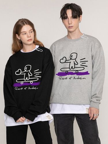 Human Skateboard Graphic White Clip Sweatshirt - GRAVER - Modalova