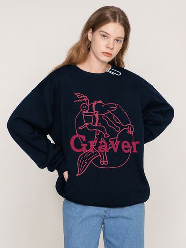 Big Cowboy Drawing Sweatshirt Navy - GRAVER - Modalova