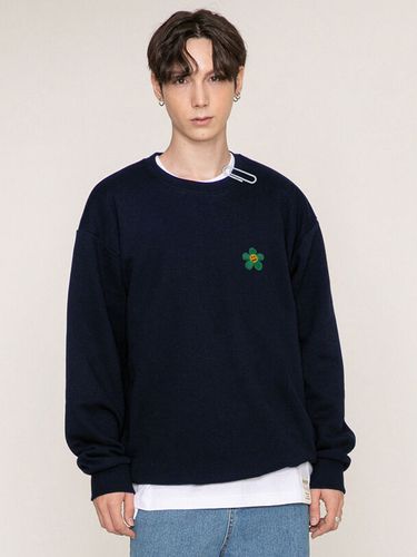 Green Flower Embroidery Sweatshirt_Navy - GRAVER - Modalova