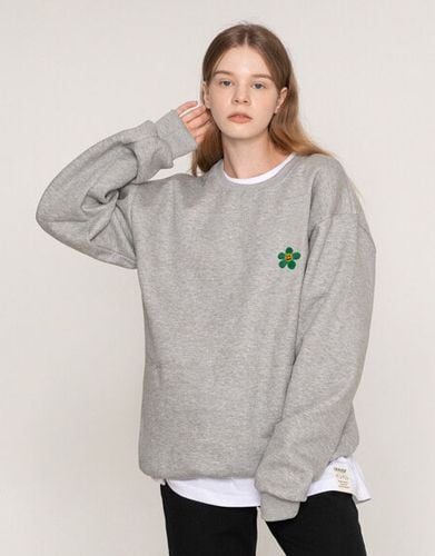 Green Flower Embroidery Sweatshirt_Gray - GRAVER - Modalova