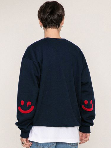 UNISEX] Elbow Smile Drawing Boucle Embroidered Sweatshirt - GRAVER - Modalova