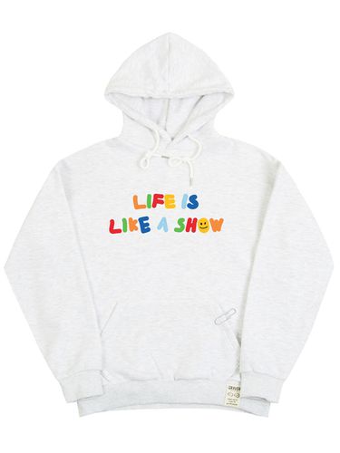 UNISEX] Rainbow Life Smile Logo Printed Hoodie Melange White - GRAVER - Modalova